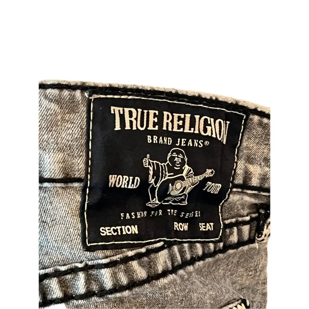 True Religion Rocco Relaxed Straight Black Jean Shorts W36